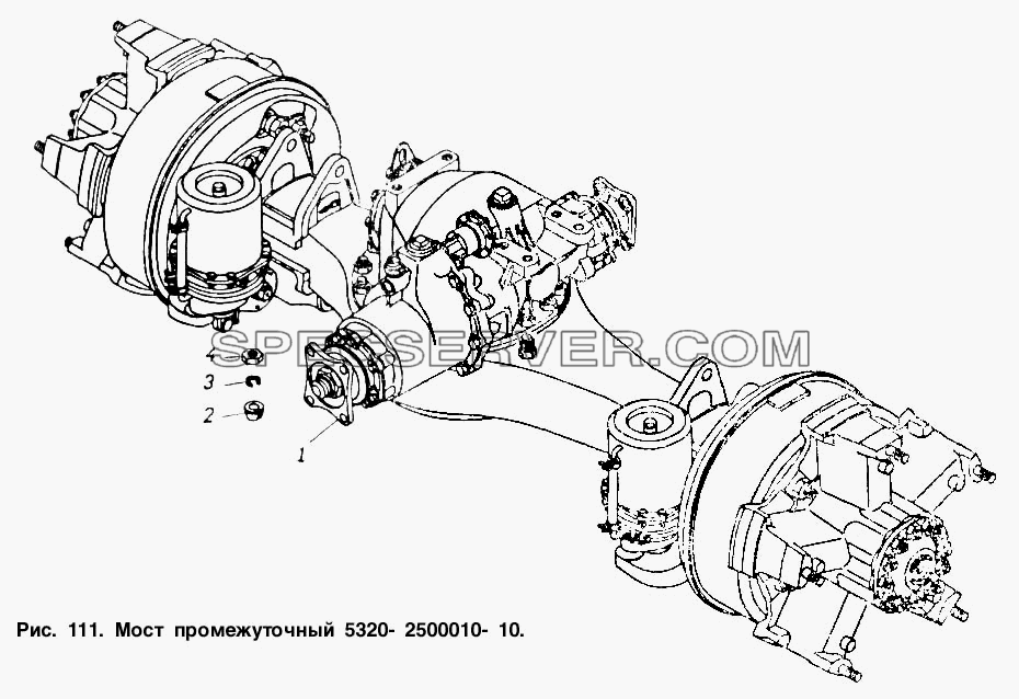 Мост промежуточный для КамАЗ-54112 (список запасных частей)