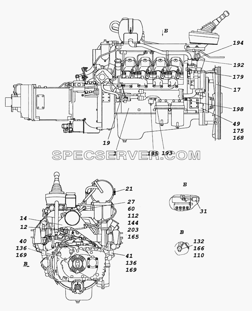Агрегат силовой 740.50-360, укомплектованный для установки на автомобиль для КамАЗ-5460 (списка 2005 г.) (список запасных частей)