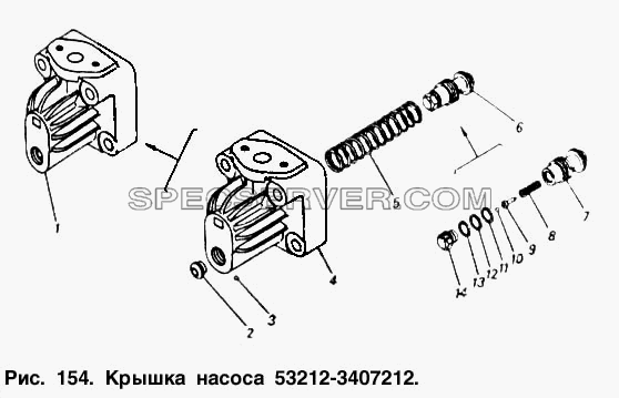 Крышка насоса для КамАЗ-55102 (список запасных частей)