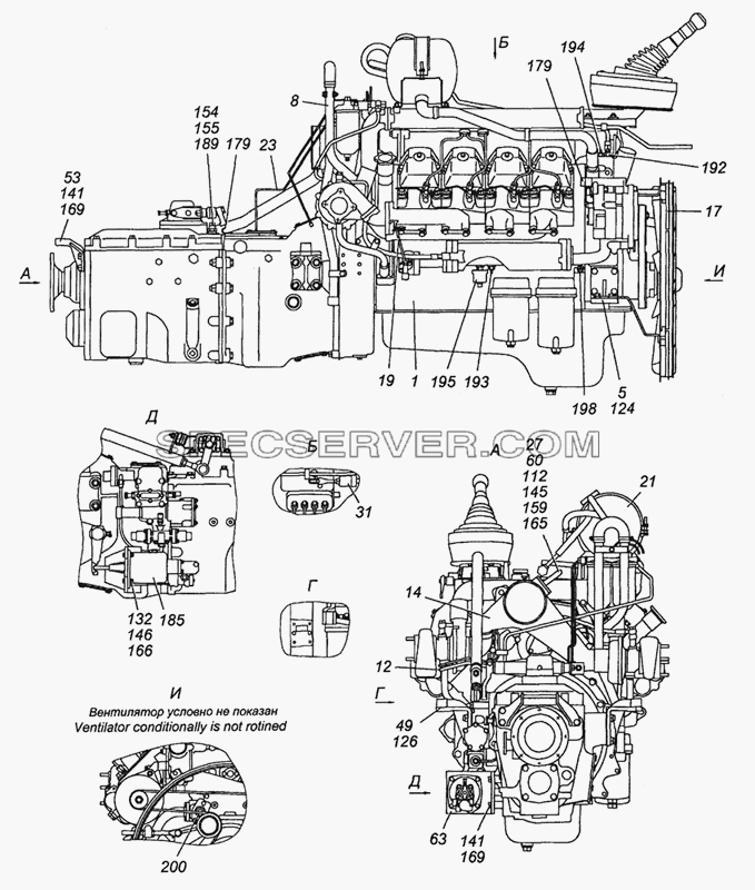 5350-1000260 Агрегат силовой 740.30-260, укомплектованный для установки на автомобиль для КамАЗ-63501 8х8 (список запасных частей)