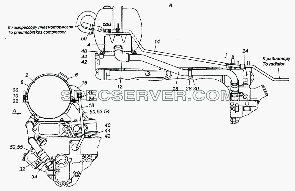 6520-1311005 Установка расширительного бачка для КамАЗ-63501 8х8 (список запасных частей)