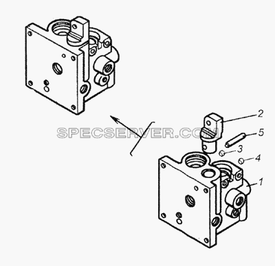 4310-5004016 Корпус насоса механизма опрокидывания кабины и запасного колеса для КамАЗ-6350 (8х8) (список запасных частей)