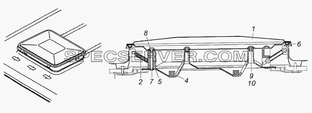 53205-5713008 Установка вентиляционного люка для КамАЗ-6350 (8х8) (список запасных частей)