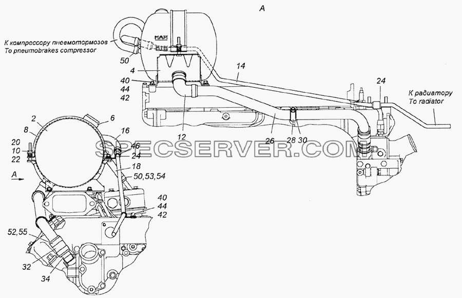 6520-1311005 Установка расширительного бачка для КамАЗ-6350 (8х8) (список запасных частей)
