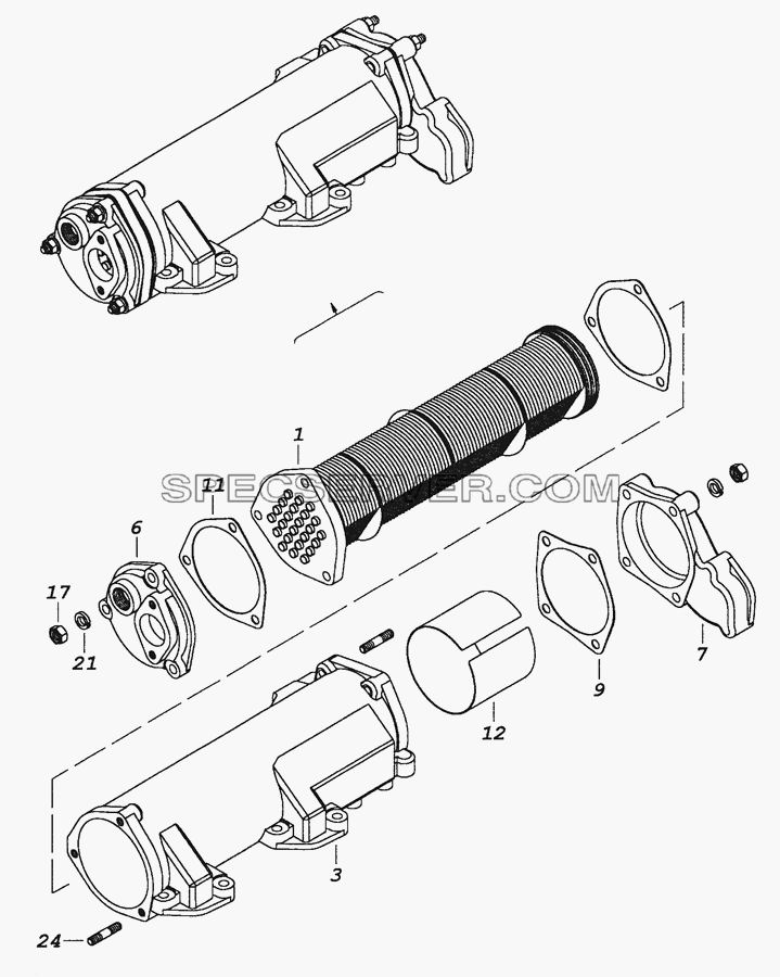 740.20-1013200-10 Теплообменник масляный для КамАЗ-6450 8х8 (список запасных частей)