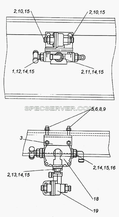 Установка ускорительного клапана для КамАЗ-6460 (список запасных частей)