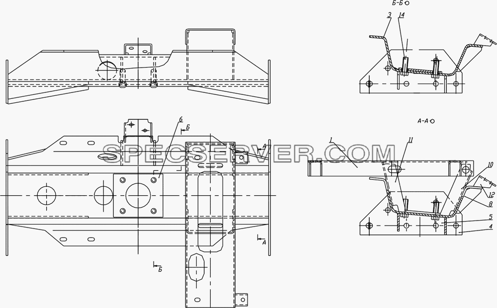 65111-8601065СБ Поперечина №1 для КамАЗ-65111 (список запасных частей)