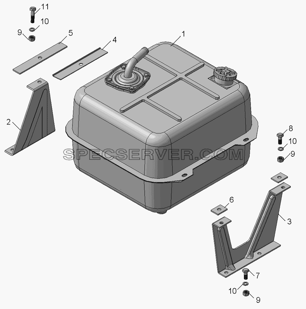 5511-8608001-10 Установка бака масляного для КамАЗ-65111 (список запасных частей)