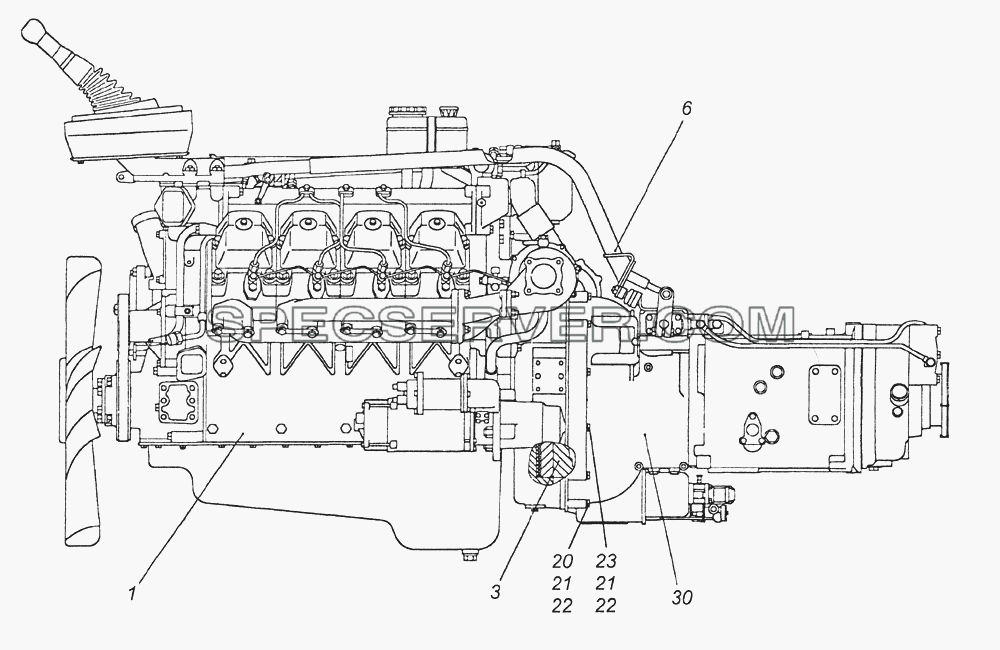 5Э740.51-1000301-10 Агрегат силовой для КамАЗ-6520 (Euro-2, 3) (список запасных частей)