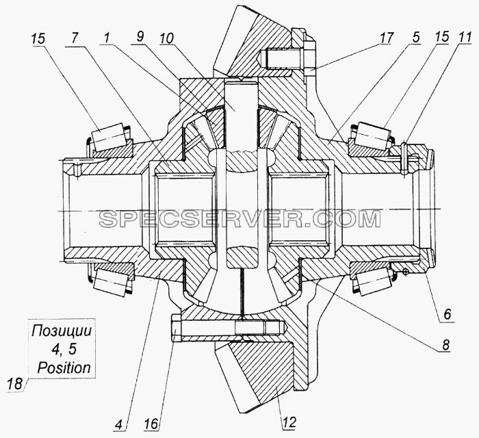 Дифференциал моста среднего для КамАЗ-6520 (список запасных частей)