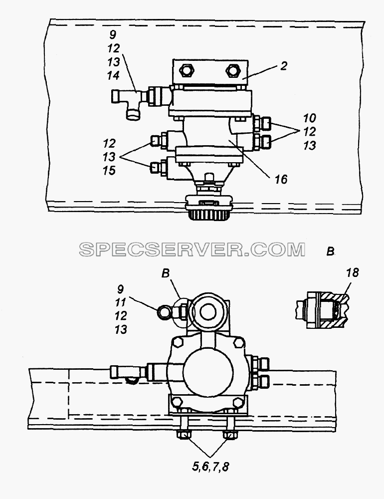 Установка клапана управления тормозами прицепа для КамАЗ-65226 (список запасных частей)