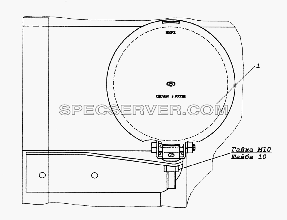 Установка прожектора освещения сцепного устройства для КамАЗ-65226 (список запасных частей)