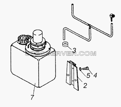 431016-5208004 Установка омывателя электрического для КамАЗ-6522 (Euro-2, 3) (список запасных частей)