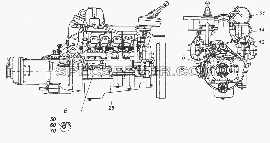 6522-1000263-10 Агрегат силовой 740.61-320, укомплектованный для установки на автомобиль для КамАЗ-6522 (Euro-2, 3) (список запасных частей)