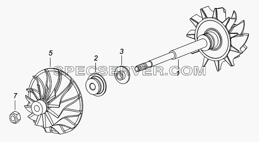 7405.1118080 Ротор с колесом компрессора для КамАЗ-6522 (Euro-2, 3) (список запасных частей)