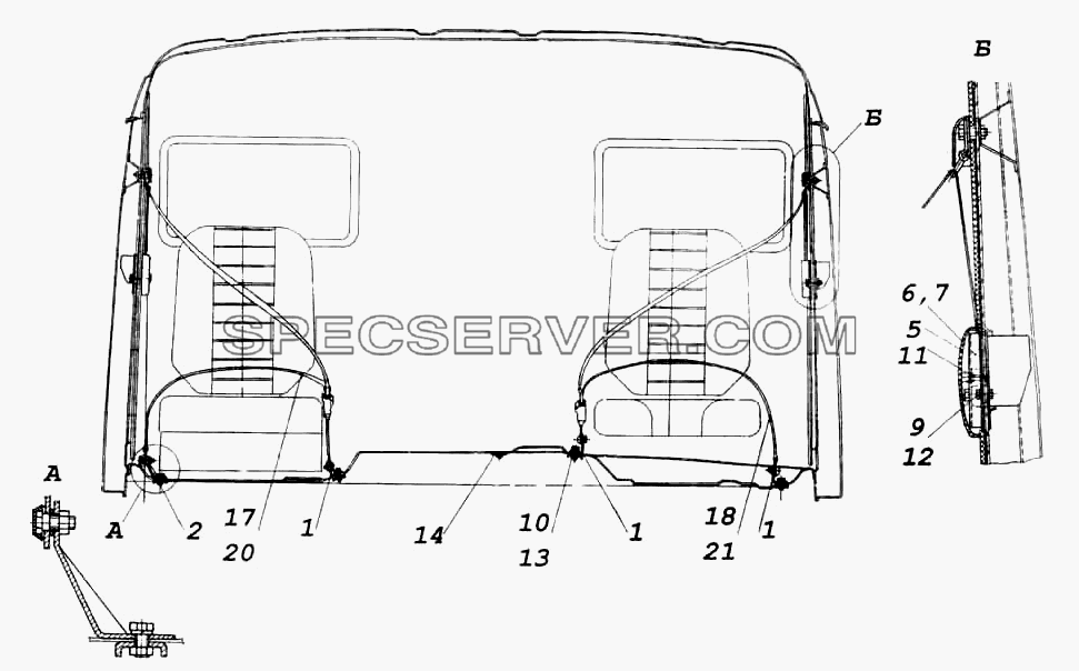 Установка ремней безопасности для КамАЗ-6522 (список запасных частей)