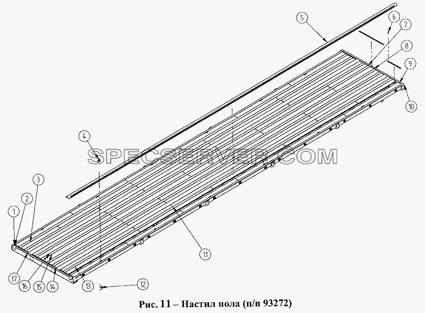 Настил пола полуприцепа 93272 для СЗАПА-93271 (2005) (список запасных частей)