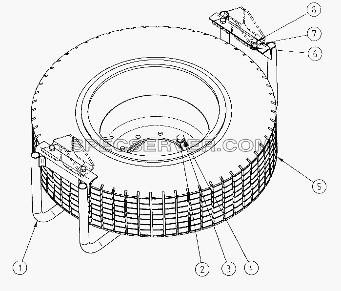 Корзина крепления запасного колеса для СЗАПА-9340 (2005) (список запасных частей)