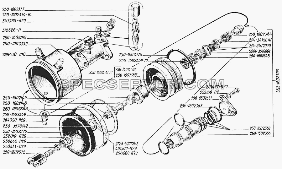 Цилиндр выключения сцепления для КрАЗ-250 (список запасных частей)