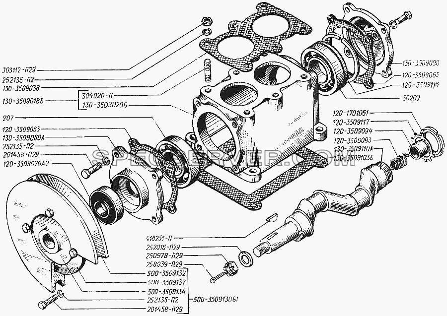Компрессор (картер и вал коленчатый) для КрАЗ-250 (список запасных частей)