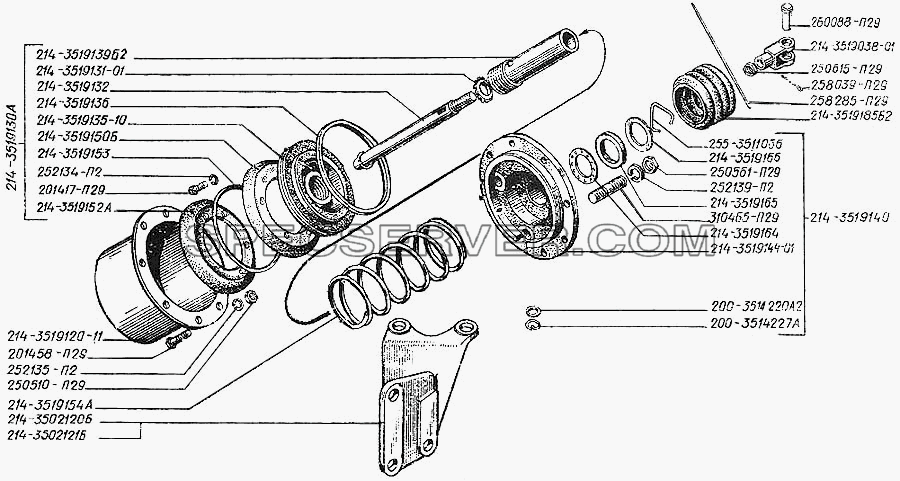 Цилиндр тормозной задний для КрАЗ-250 (список запасных частей)