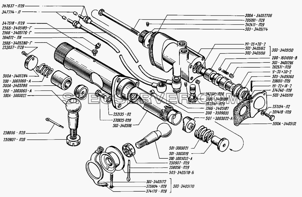 Распределитель гидроусилителя рулевого управления для КрАЗ-255 (список запасных частей)