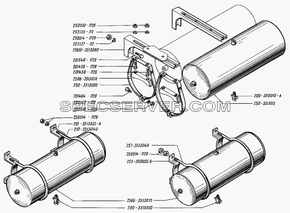 Баллоны воздушные для КрАЗ-255 (список запасных частей)