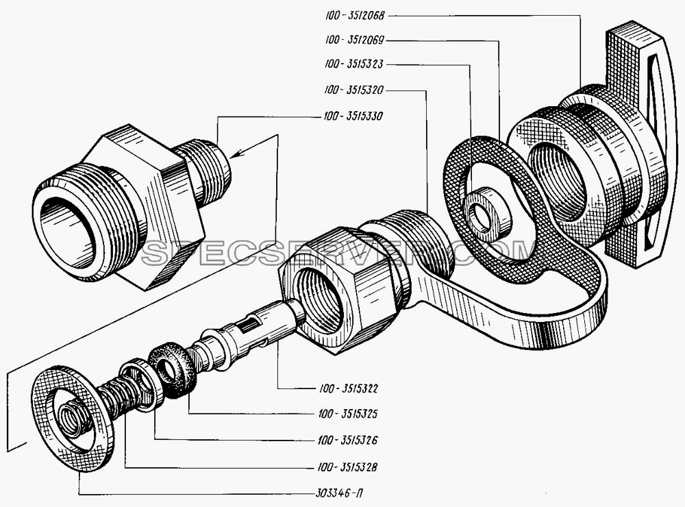 Клапан контрольного вывода для КрАЗ-255 (список запасных частей)