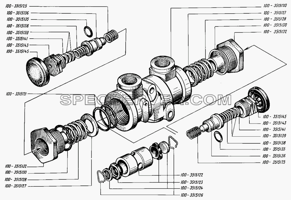 Клапан защитный двойной для КрАЗ-255 (список запасных частей)