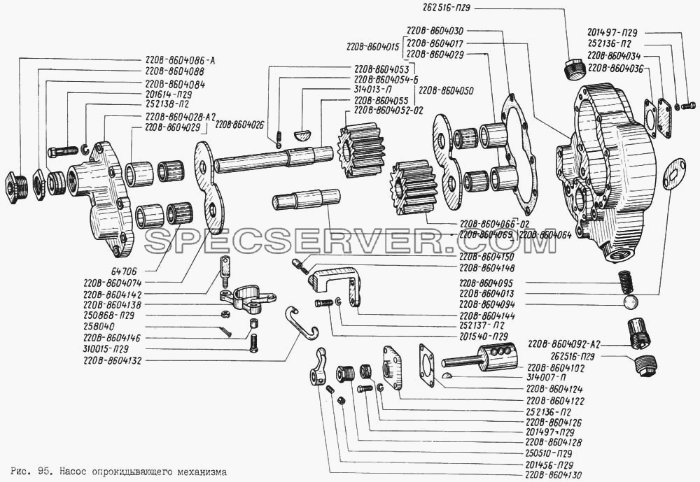 Насос опрокидывающего механизма для КрАЗ-256 (список запасных частей)