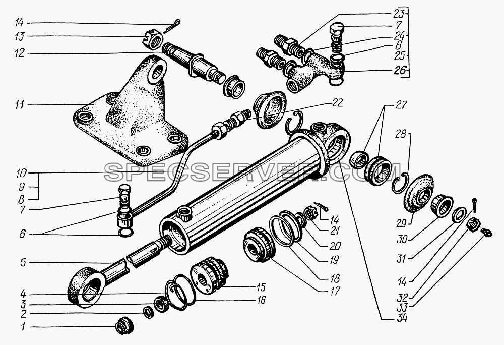 Цилиндр силовой для КрАЗ-63221 (список запасных частей)