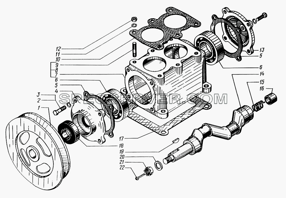 Картер и вал коленчатый компрессора для КрАЗ-63221 (список запасных частей)