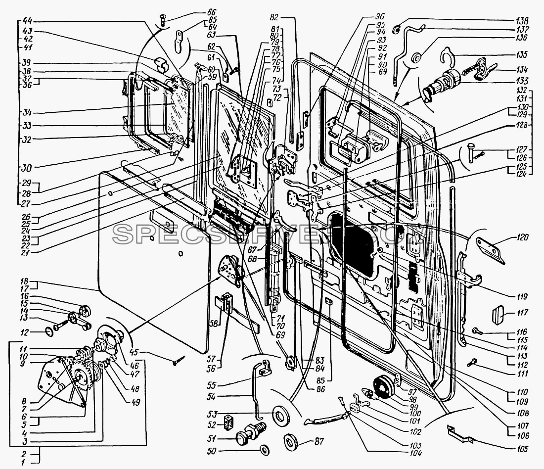 Дверь кабины для КрАЗ-6322 (список запасных частей)