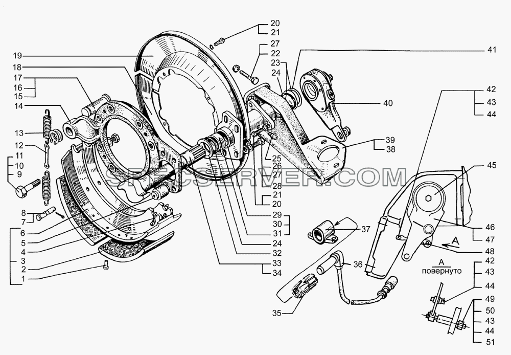 Механизмы тормозные задние для КрАЗ-64431-02 (список запасных частей)