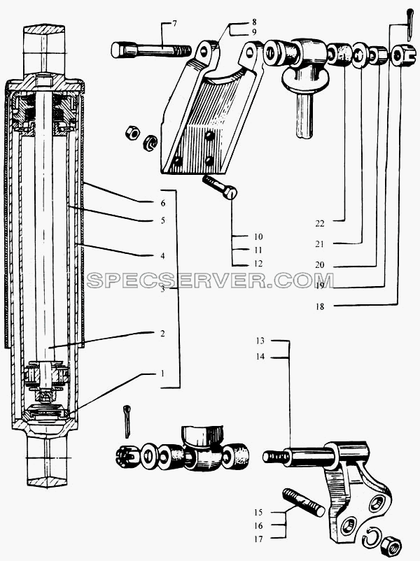 Амортизатор передней подвески для КрАЗ-6443 (списка 2004 г) (список запасных частей)