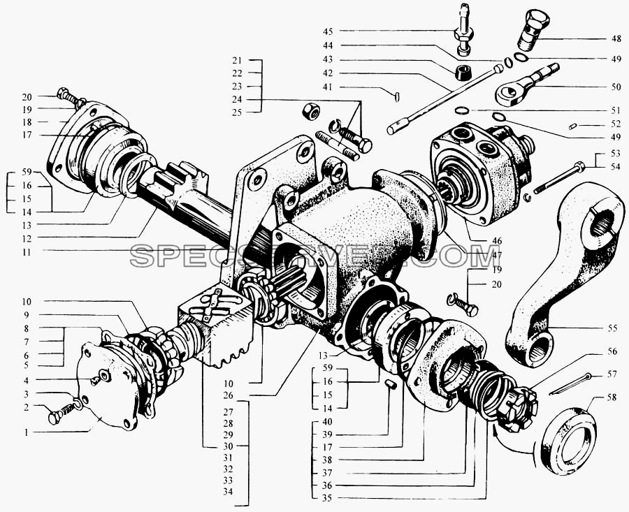 Механизм рулевой с распределителем для КрАЗ-6443 (списка 2004 г) (список запасных частей)