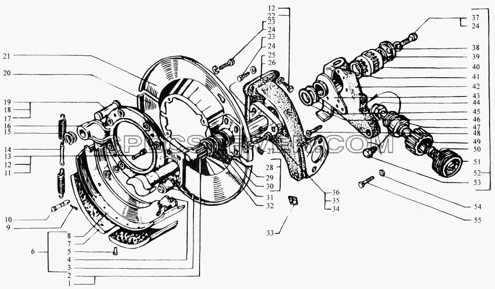 Механизмы тормозные задние для КрАЗ-6443 (списка 2004 г) (список запасных частей)