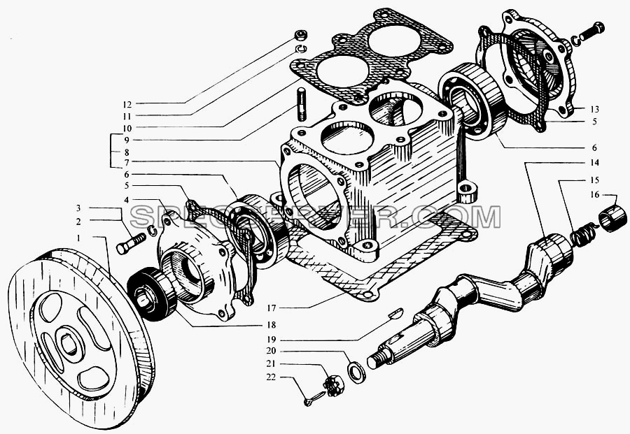 Картер и вал коленчатый компрессора для КрАЗ-6443 (списка 2004 г) (список запасных частей)