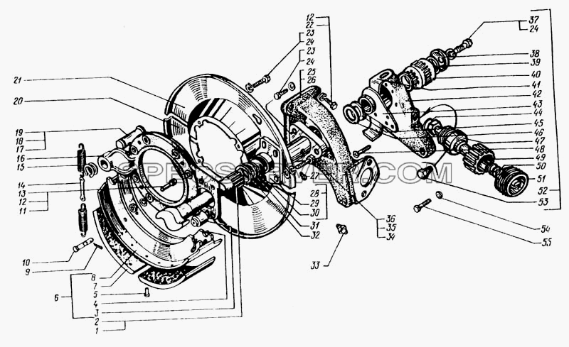 Механизмы тормозные задние для КрАЗ-6443 (список запасных частей)