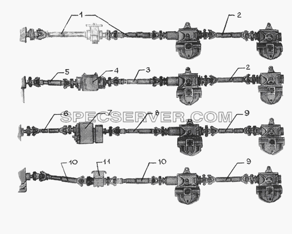 Карданная передача для КрАЗ-65053-02 (список запасных частей)
