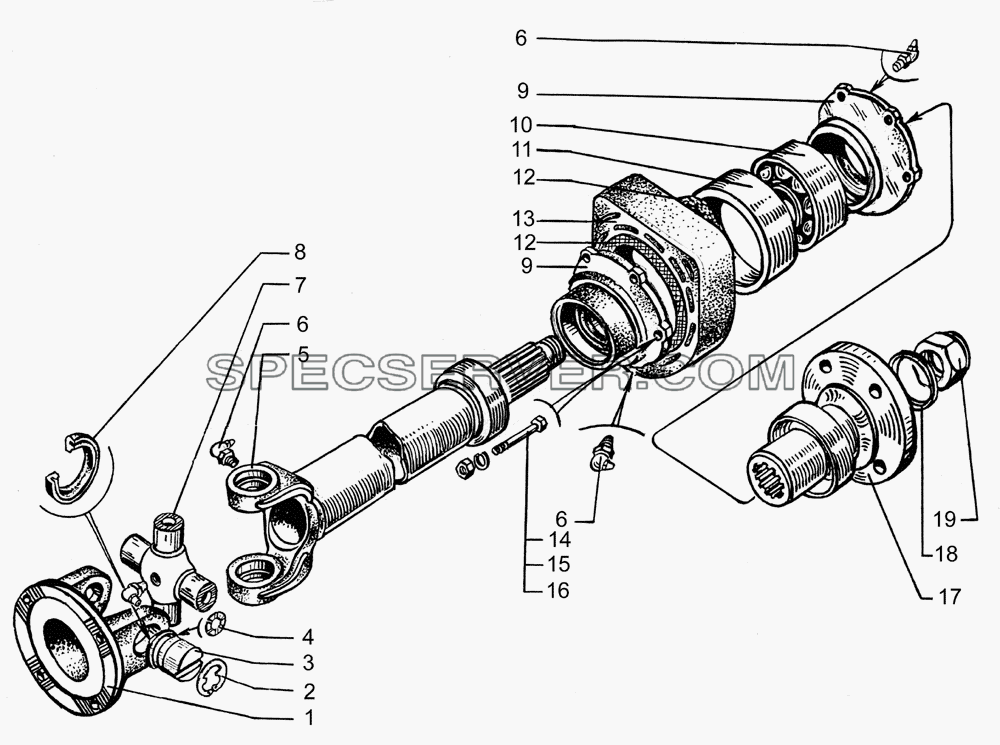 Вал карданный с опорой для КрАЗ-65055-02 (список запасных частей)