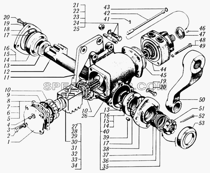 Механизм рулевой с распределителем для КрАЗ-6510 (список запасных частей)