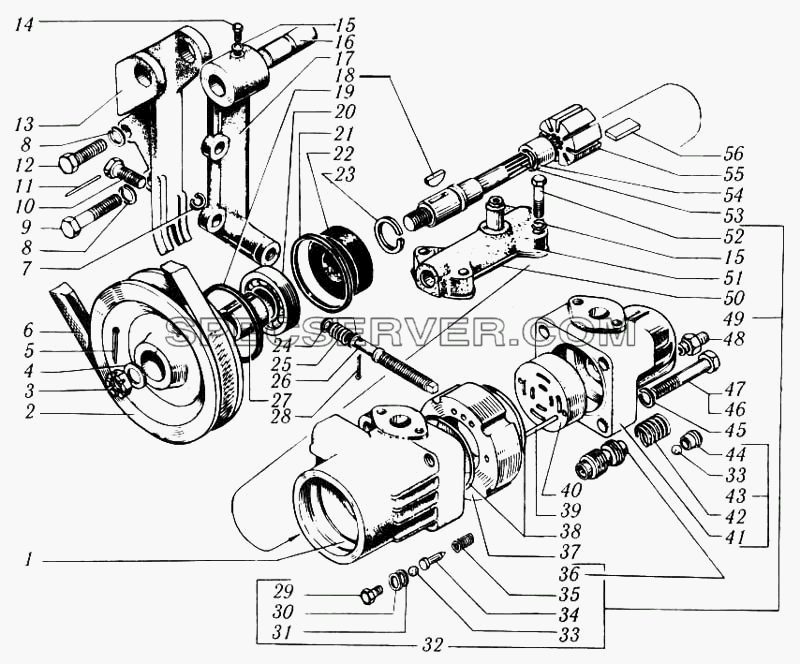 Насос масляный рулевого усилителя для КрАЗ-6510 (список запасных частей)