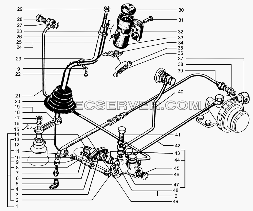 Рычаг переключения передач, кран управления для КрАЗ-7133С4 (список запасных частей)