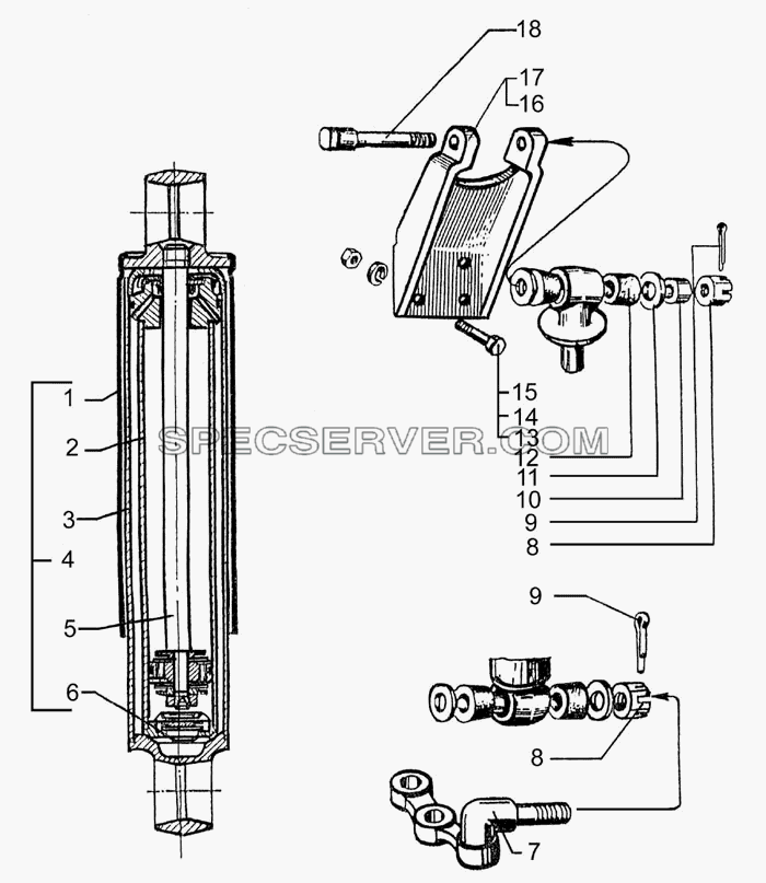 Амортизатор передней подвески для КрАЗ-7133С4 (список запасных частей)
