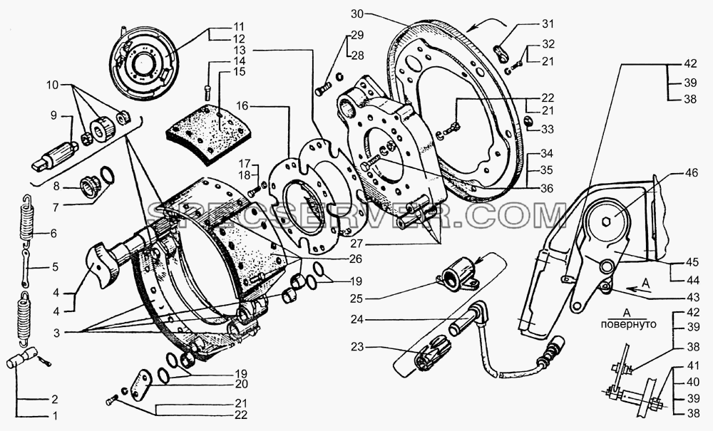 Механизм тормозной переднего колеса для КрАЗ-7133С4 (список запасных частей)