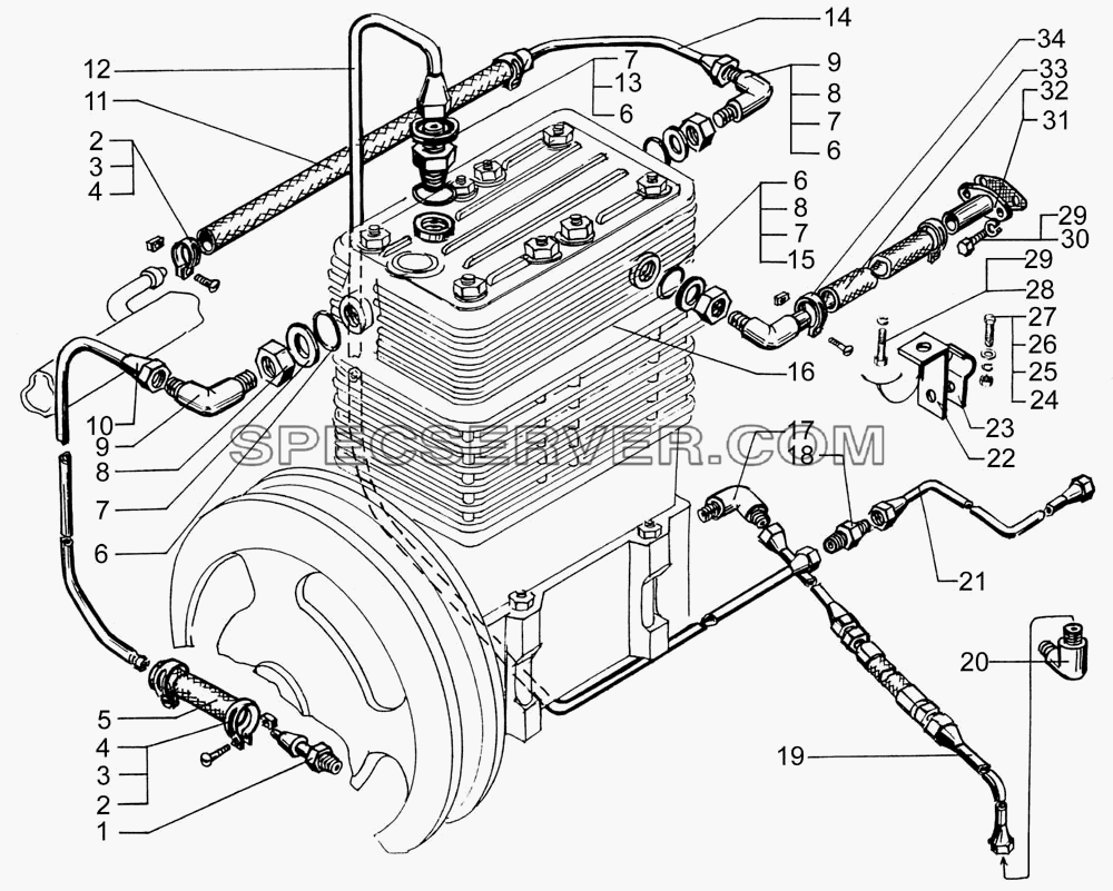 Установка компрессора для КрАЗ-7133С4 (список запасных частей)