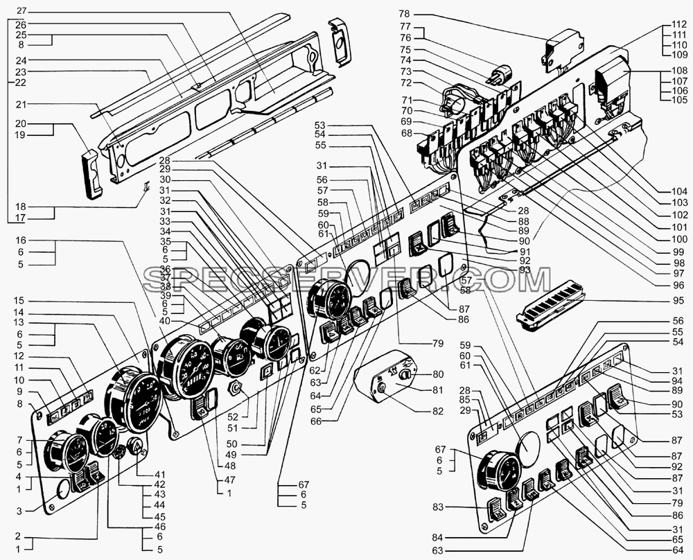 Панель приборов для КрАЗ-7133С4 (список запасных частей)