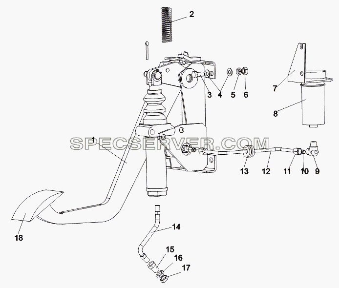 Установка механизма управления сцеплением для МЗКТ-65151 
