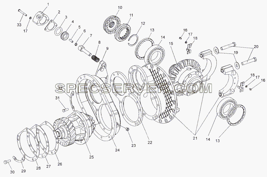 Картер редуктора заднего моста с дифференциалом для МЗКТ-652511 (список запасных частей)